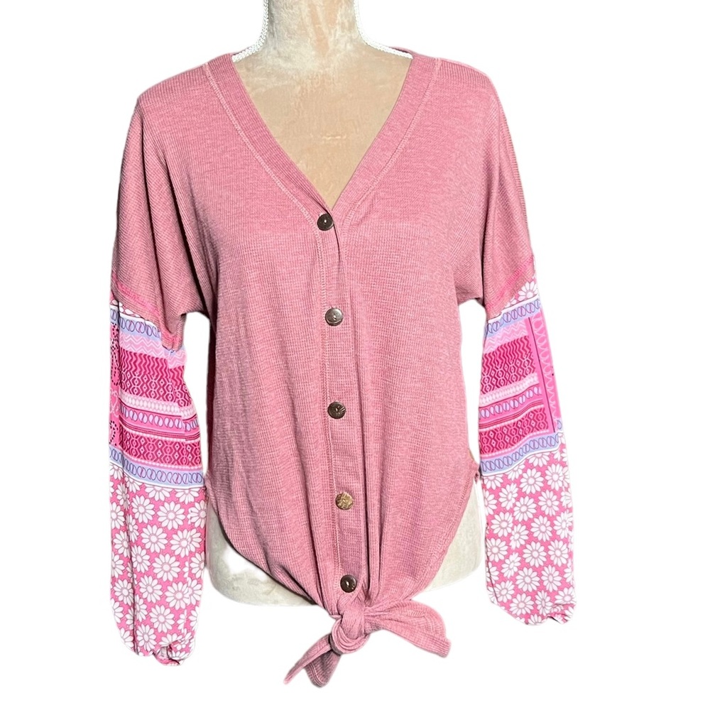 Baea Boho Mixed Pink Cardigan Size 1X